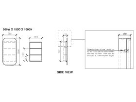 ISSY Z1 Recessed Oval Mirror with Shaving Cabinet 500mm x 1000mm