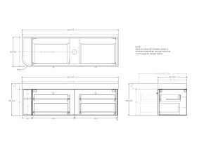 Technical Drawing - Kado Era Single Curve All Drawer 1650mm Wall Hung Vanity Centre Basin 90mm Durasein Top