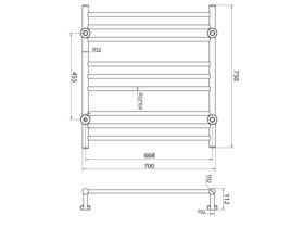 Posh Domaine Heated Towel Rail 700mm x 750mm Polished Stainless Steel