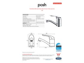 Specification Sheet - Posh Bristol MK2 Swivel Basin Mixer Chrome (4 Star) Lead Free