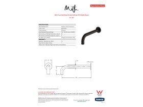 Specification Sheet - Milli Pure Wall Bath Outlet 250mm PVD Matte Black
