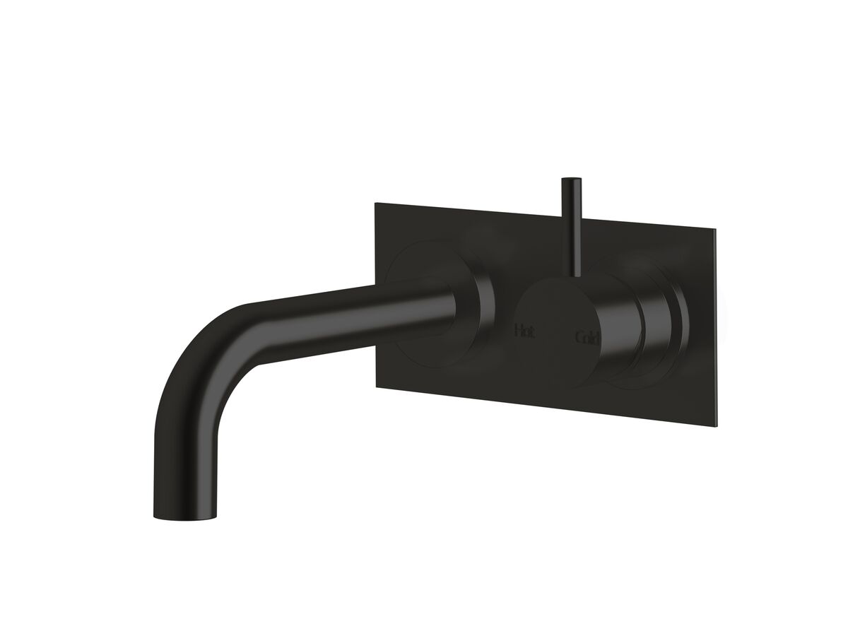 Sussex Scala 25mm Curved Wall Basin Mixer Tap System Right Hand Mixer Tap 160mm Outlet LUX PVD Matte Opium Black (6 Star)