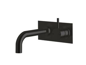 Sussex Scala 25mm Curved Wall Basin Mixer Tap System Right Hand Mixer Tap 160mm Outlet LUX PVD Matte Opium Black (6 Star)