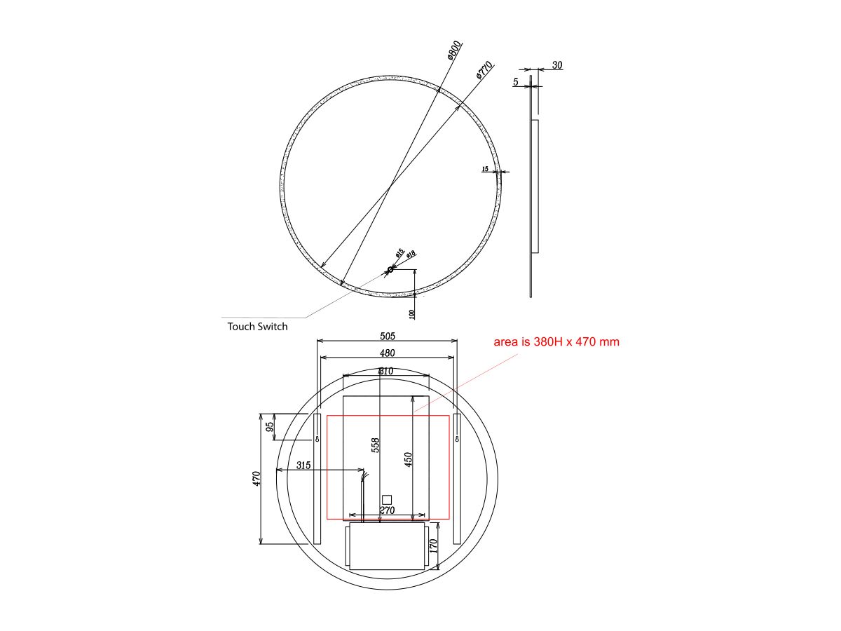 Kado Aspect 800mm Round LED Mirror