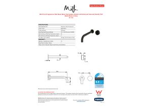 Specification Sheet - Milli Pure Progressive Wall Basin Mixer Tap System 250mm with Diamond Textured Handle PVD Matte Black (3 Star)