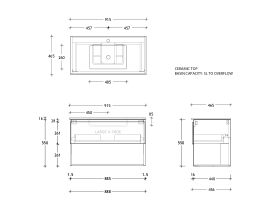 Posh Domaine Shelf All-Drawer 900 Wall Hung Ceramic