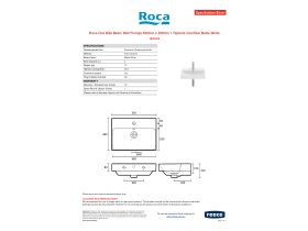 Specification Sheet - Roca Ona Wall Basin Wall Fixings 500mm x 360mm 1 Taphole Overflow Matte White