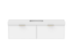 Supporting Image - Kado Lux Slim All Drawer 1800mm Wall Hung Vanity with Centre Basin 90mm Top Matte White