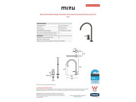 Specification Sheet - Mizu Drift Extended Height Hob Mixer Set Brushed Gunmetal (5/6 Star) Lead Free