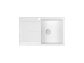Hero - Memo Freya Single Bowl Sink 1 Taphole Right Hand Bowl with Drainer Granite White