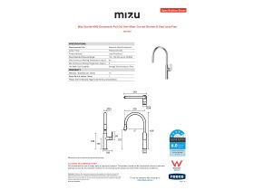Specification Sheet - Mizu Soothe MK2 Gooseneck Pull Out Sink Mixer Curved Chrome (5 Star) Lead Free