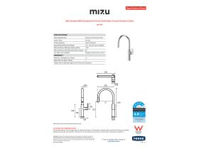 Specification Sheet - Mizu Soothe MK2 Gooseneck Pull Out Sink Mixer Curved Chrome (5 Star)
