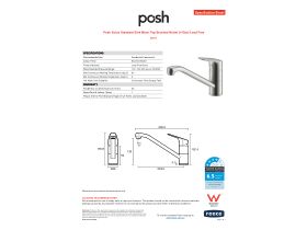 Specification Sheet - Posh Solus Standard Sink Mixer Tap Brushed Nickel (4 Star) Lead Free