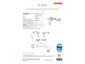 Specification Sheet - Kado Era Wall Basin Set 200mm Lever Porcelain Handle Chrome (5 Star)
