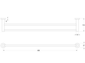 Sussex Pure Double Towel Rail 600mm