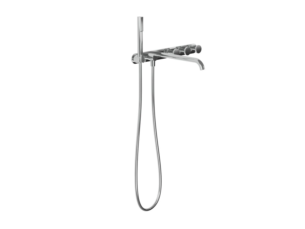 Hero - Faucet Strommen Vara Disc Wall Bath Tap Set with Handshower Kit Chrome (3 Star) Lead Free