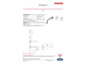 Specification Sheet - Sussex Pure Wall Bath Hostess System 160mm Right Hand with Cirque Textured Handles Chrome
