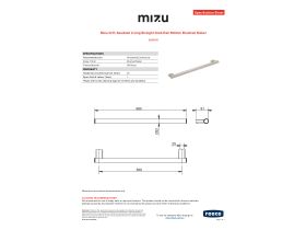 Specification Sheet - Mizu Drift Assisted Living Straight Grab Rail 600mm Brushed Nickel