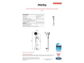 Specification Sheet - Mizu Drift Single Rail Shower with Top Rail Water Inlet Brushed Gunmetal (3 Star)