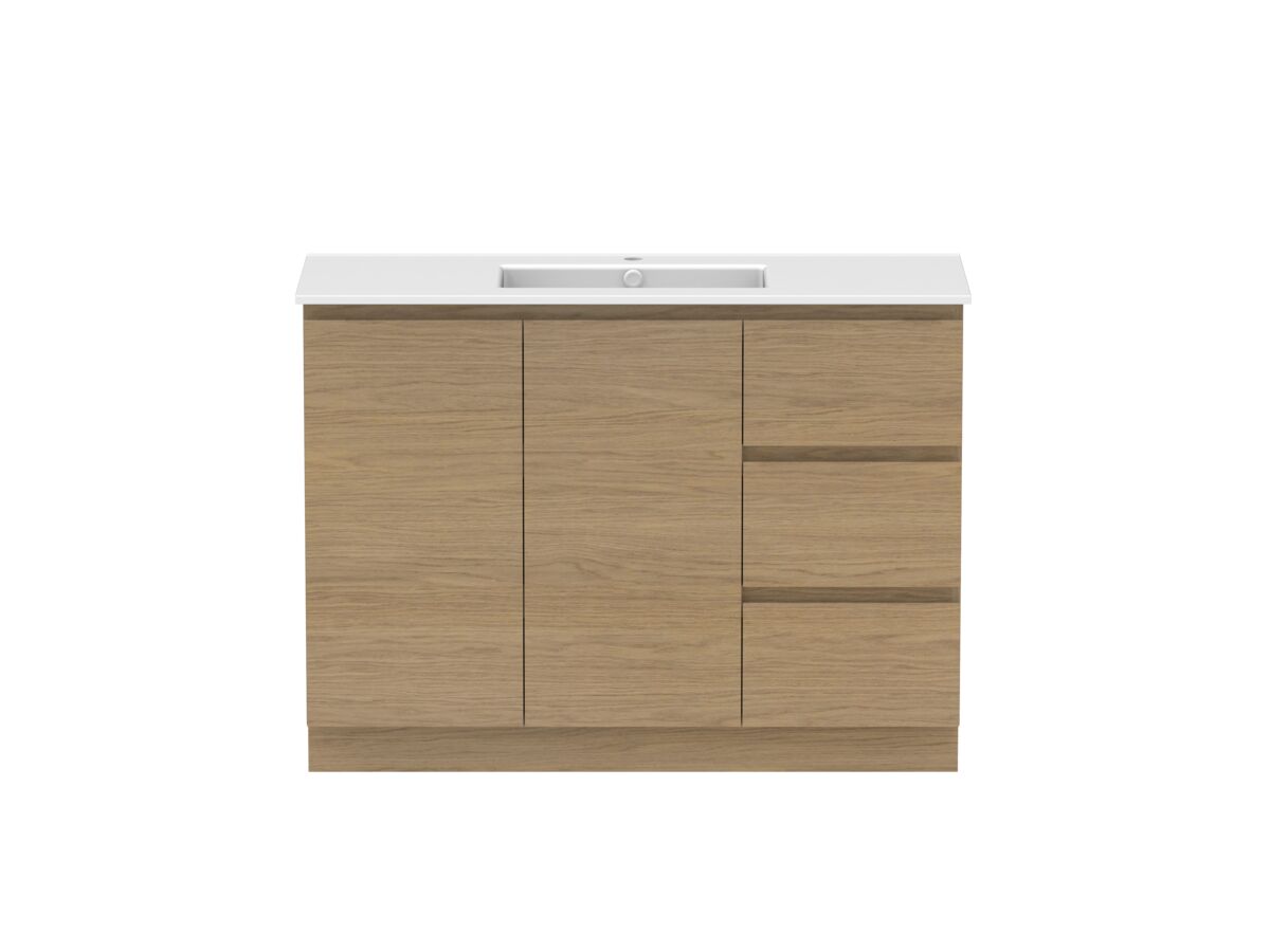 Hero - Posh Domaine 1200mm Floor Mount Vanity Unit Conventional Single Bowl Matte White Ceramic Top
