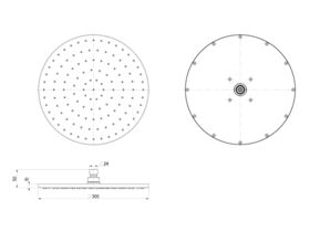 Nikles Techno Brass Shower Head 300mm (3 Star)