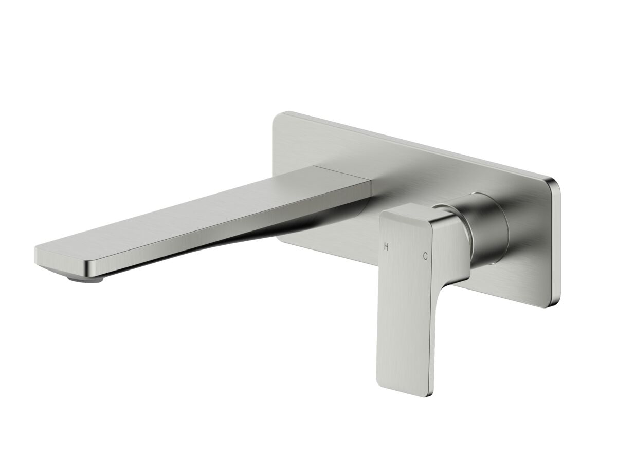 Supporting Image - Mizu Bloc Wall Basin Bath Mixer Set Trimset Brushed Nickel (6 Star) Lead Free