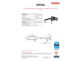 Specification Sheet - Mizu Drift Wall Basin/Bath Mixer Set Straight Spout Trimset Matte Black (6 Star) Lead Free