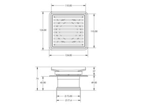 Mizu Square Floor Waste Stainless Steel 100mm x 80mm