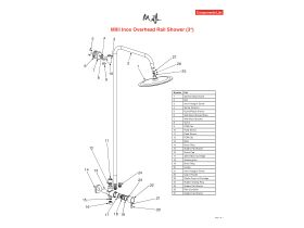 Component Listing - Milli Inox Overhead Rail Shower Stainless Steel (3 Star)