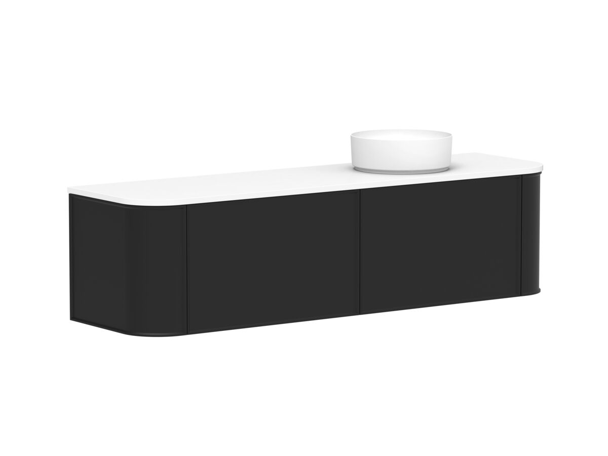 Supporting Image - Kado Era Double Curve All Drawer 1800mm Wall Hung Vanity with Right Hand Basin 20mm Top Matte Black