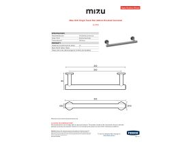 Specification Sheet - Mizu Drift Single Towel Rail 300mm Brushed Gunmetal