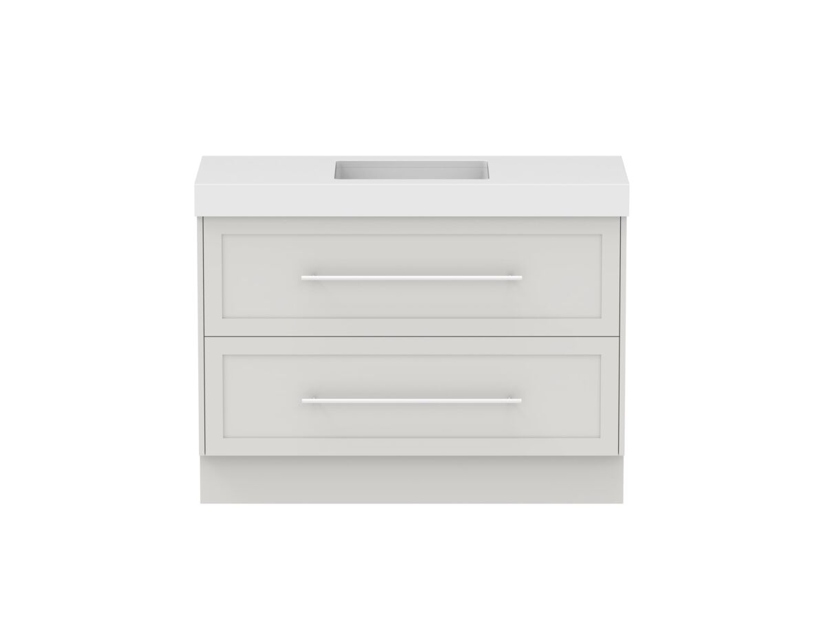 Hero - Kado Lux All Drawer 1200mm Floor Mounted Vanity Centre Basin 90mm - Feather Grey - Front