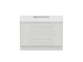 Hero - Kado Lux All Drawer 1200mm Floor Mounted Vanity Centre Basin 90mm - Feather Grey - Front