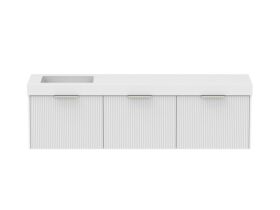 Supporting Image - Kado Neue Fluted Square All Drawer 1800mm Wall Hung Vanity with Left Hand Basin 90mm Top Ultra White