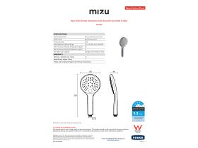 Specification Sheet - Mizu Drift Shower Handpiece Only Brushed Gunmetal (5 Star)