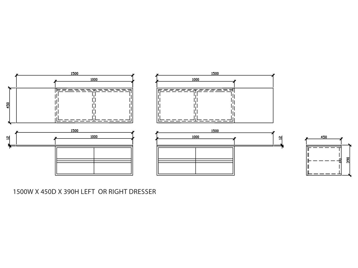 ISSY Z8 Vanity 4 Drawer Extended Top Left or Right Hand