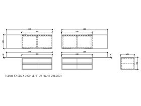 ISSY Z8 Vanity 4 Drawer Extended Top Left or Right Hand