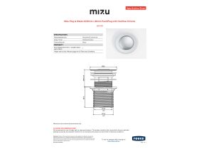 Specification Sheet - Mizu Plug & Waste 32/40mm x 80mm Push/Plug with Overflow Chrome