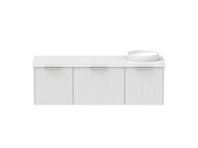 Supporting Image - Kado Neue Fluted Square All Drawer 1500mm Wall Hung Vanity with Right Hand Basin 50mm Top Ultra White