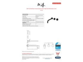 Specification Sheet - Milli Pure Wall Basin Hostess System 250mm Right Hand Matte Black (3 Star)
