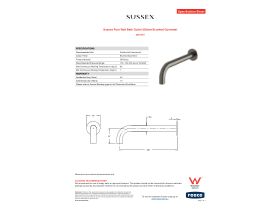Specification Sheet - Sussex Pure Wall Bath Outlet 250mm Brushed Gunmetal