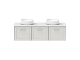 Hero - Kado Lux All Door 1500mm Wall Hung Vanity Double Basin 20mm - Feather Grey - Front