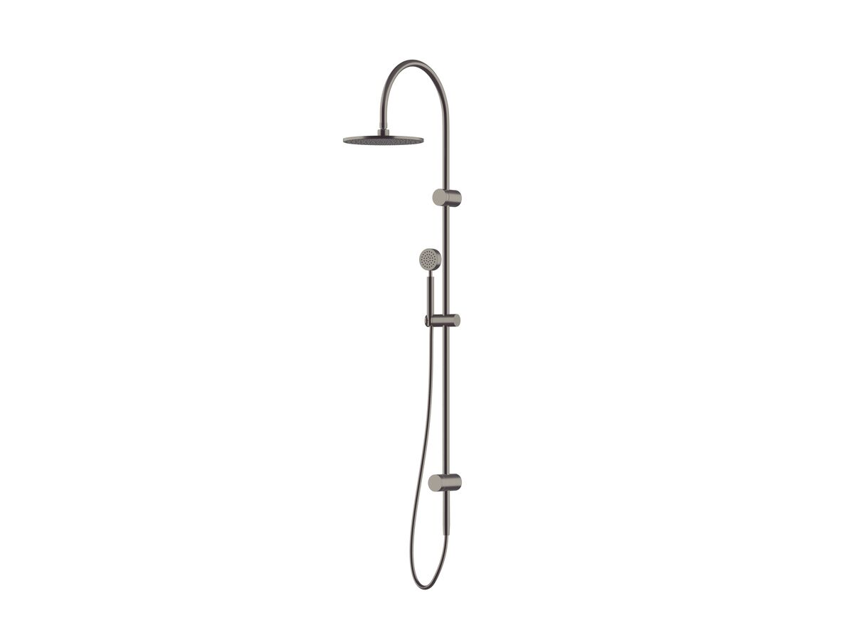 Sussex Pure Twin Rail Shower 250mm Curved with Top or Bottom Rail Water Inlet Brushed Gunmetal (3 Star)