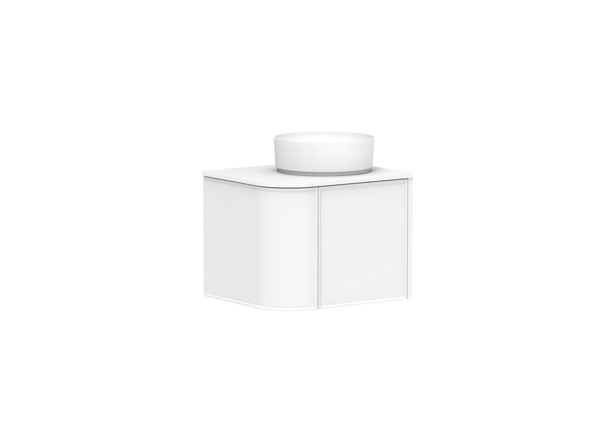 Supporting Image - Kado Era Single Curve All Door 600mm Wall Hung Vanity with Centre Basin 20mm Top Matte White