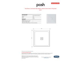 Specification Sheet - Posh Bristol Luna Shower Base 900mm x 900mm Centre Outlet 3 Tiling Bead