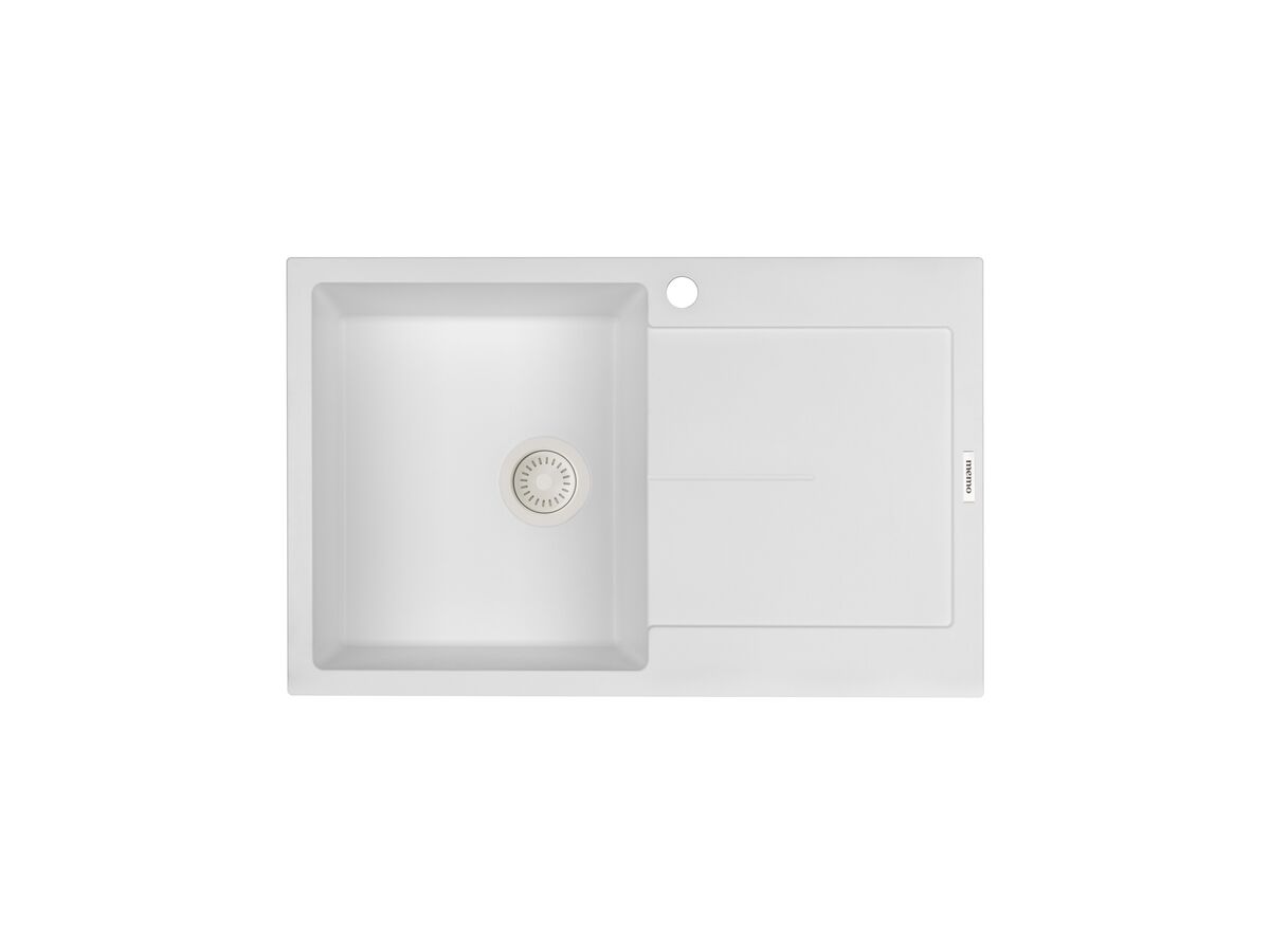 Hero - Memo Freya Single Bowl Sink 1 Taphole Left Hand Bowl with Drainer Granite White