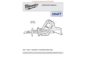 User Manual - Milwaukee M12 Fuel Hackzall Kit