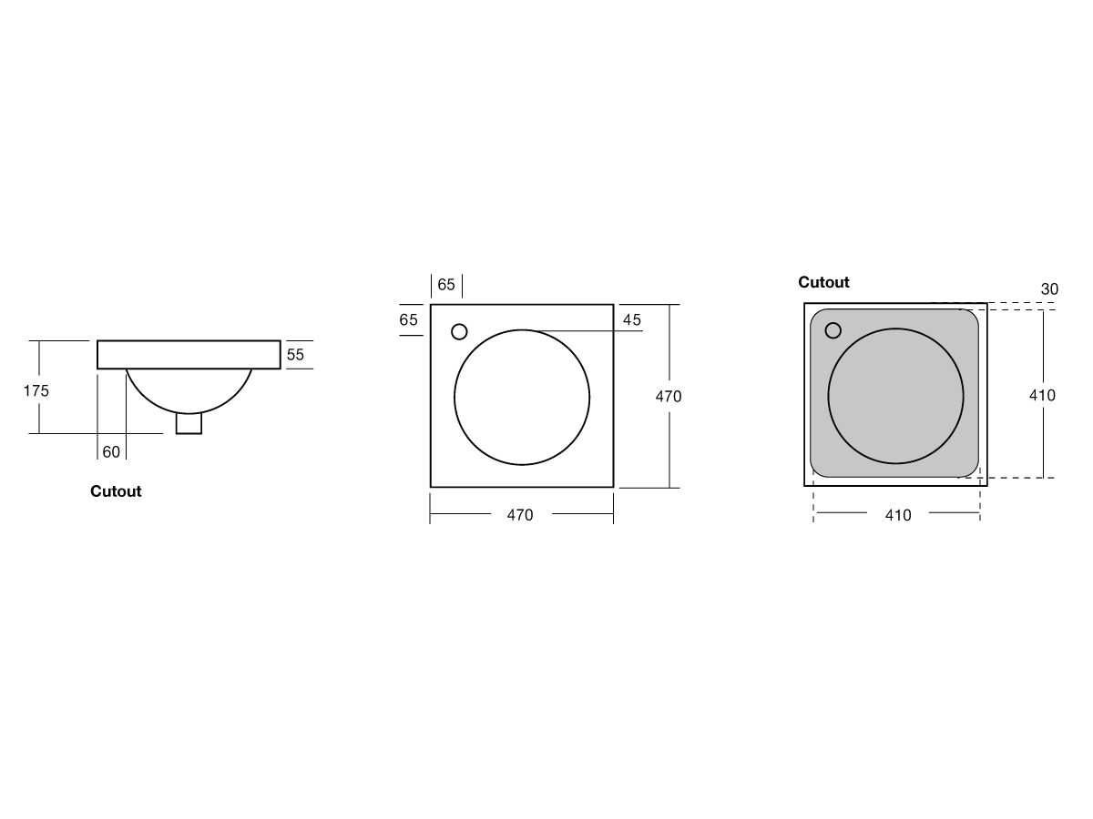 Kado Lux Square Semi inset Basin 1 Taphole White