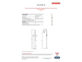 Specification Sheet - Sussex Pure Floor Mounted Bath Mixer Tap Trimset with Diamond Textured Handle PVD Brushed Nickel