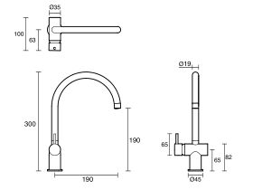 Sussex Scala Mini Sink Mixer Tap Large Curved Left Hand
